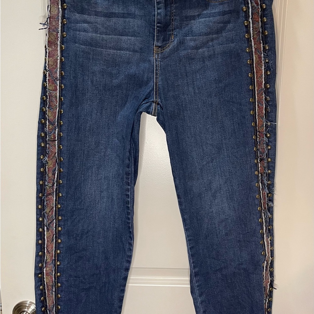 Liverpool LVPL “Collette” Jeans with Grommet Details Raw Hem Size 12 - Picture 2 of 9